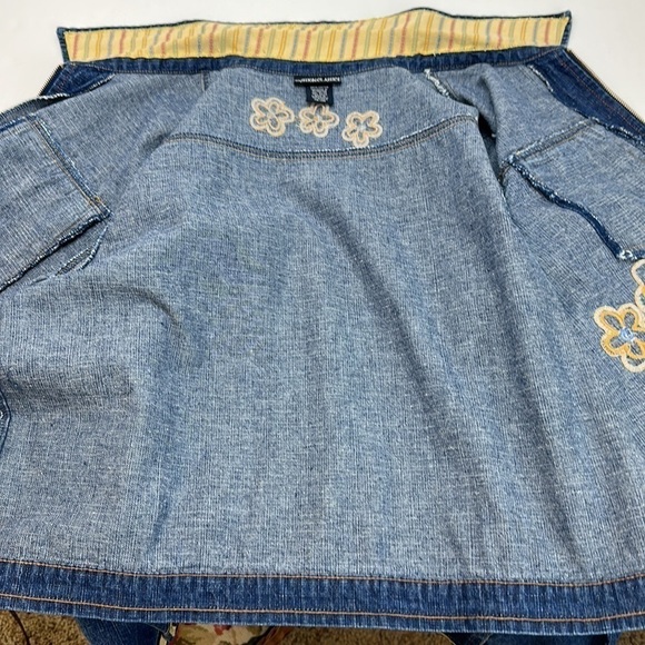 Vtg Fashion Classics Blue Denim Full Zip Jacket XL Floral Embroidery Boxy - Picture 4 of 14